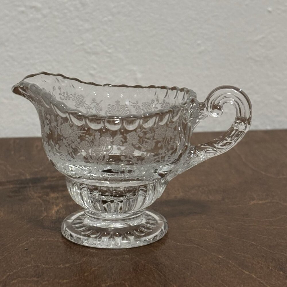 Fostoria Navarre Etched Pattern Creamer Replacement 3"x4" Glass